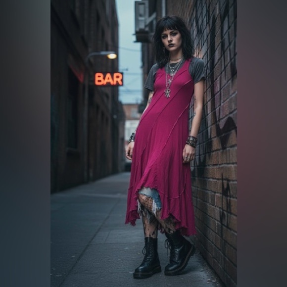 JEAN PAUL GAULTIER SOLEIL SLEEVELESS NEON PINK MAXI  MESH DRESS SIZE LARGE - Picture 14 of 14